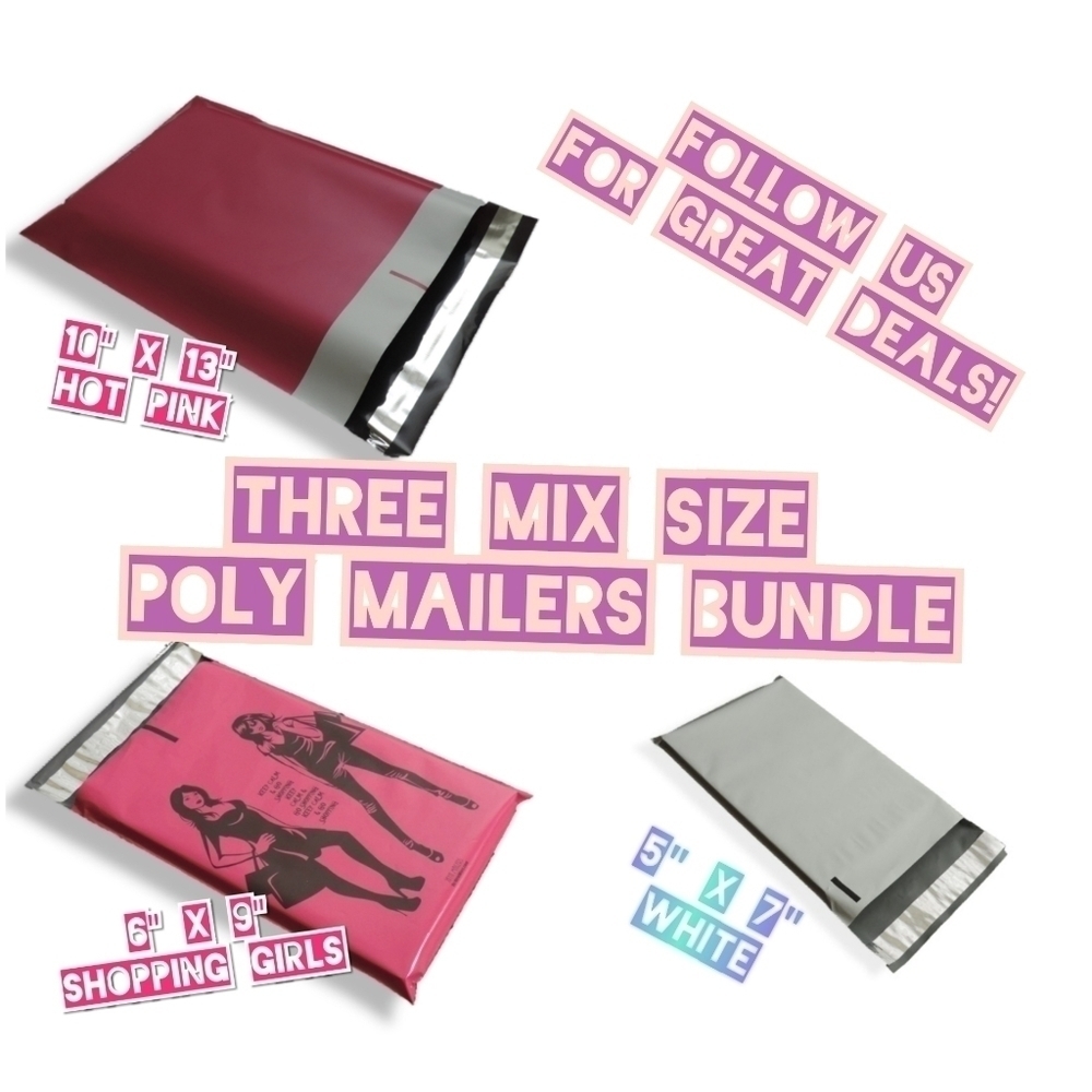 140 Mix Size Poly Mailer Bundle (5x7, 6x9 & 10x13)